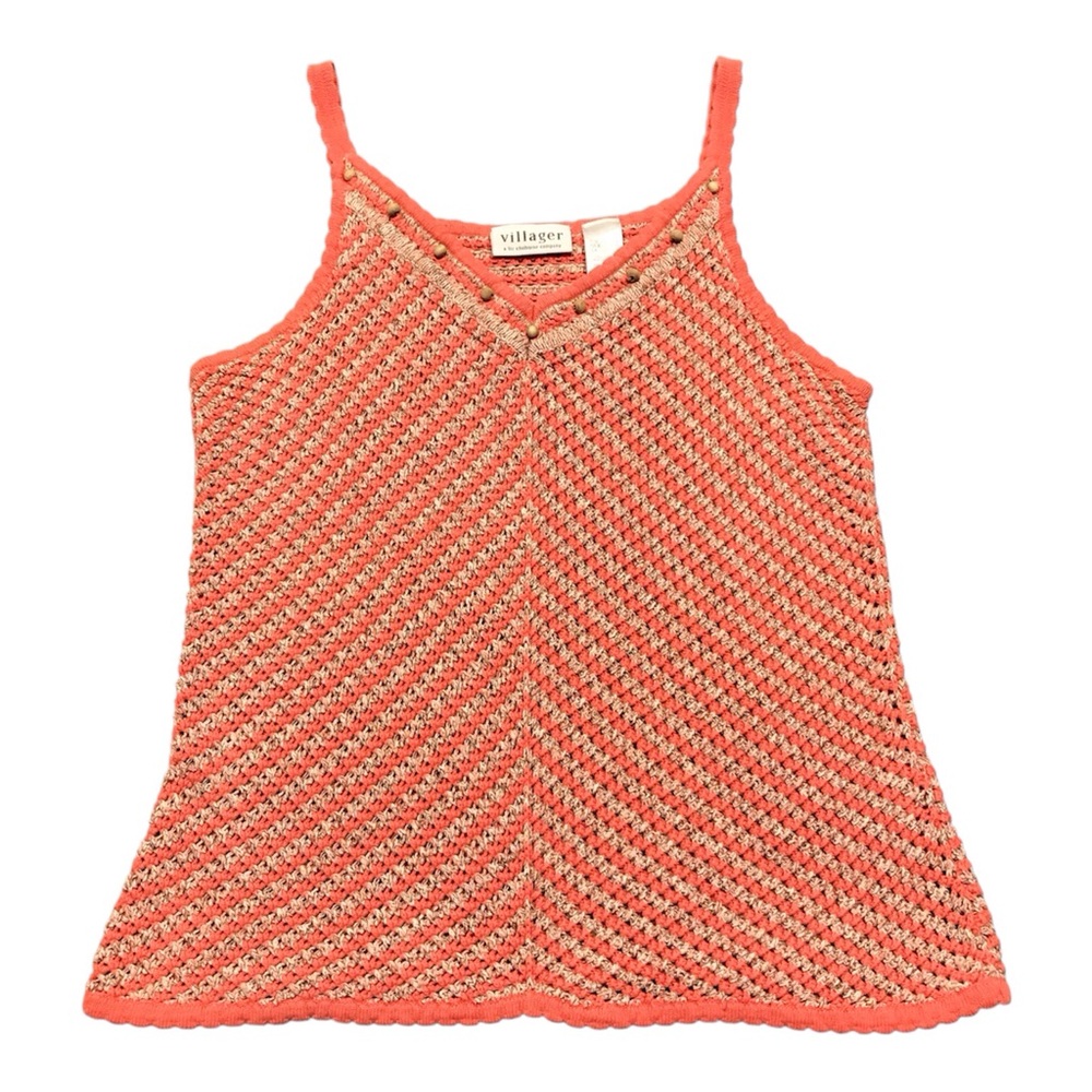 Liz Claiborne Villager Womens Sleeveless V Neck Tank Top Sweater Sz Large